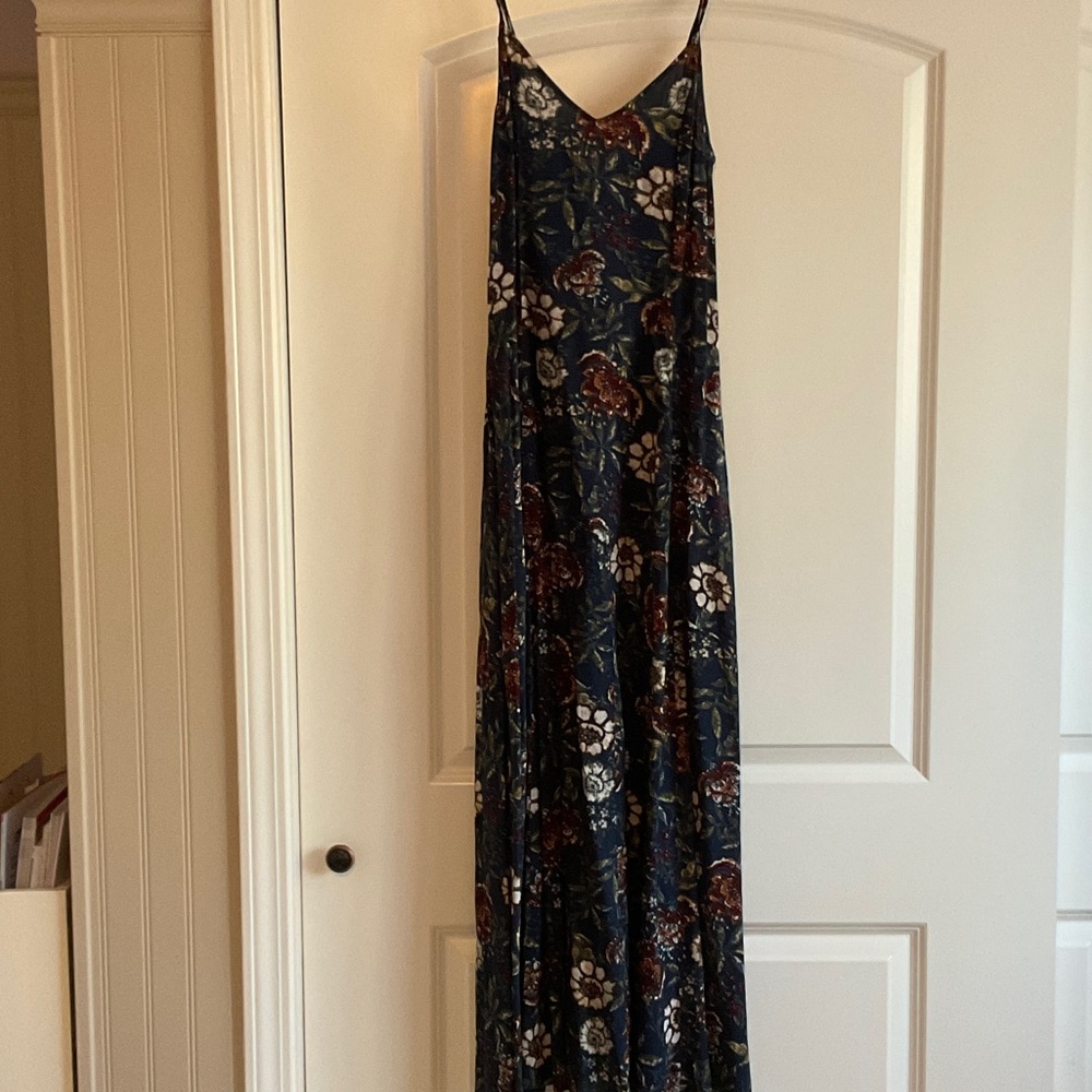 Abercrombie & Fitch Navy Floral Slip Maxi Dress